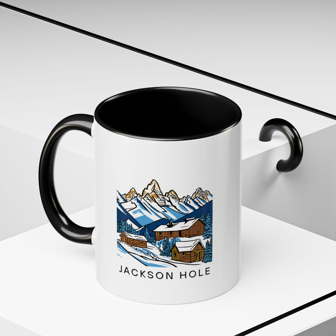 A scenic Jackson Hole Wyoming mug featuring artwork of the Teton Mountains. Perfect for daily use, this mug is both dishwasher and microwave safe. Ideal for anyone who appreciates the natural beauty of Wyoming.