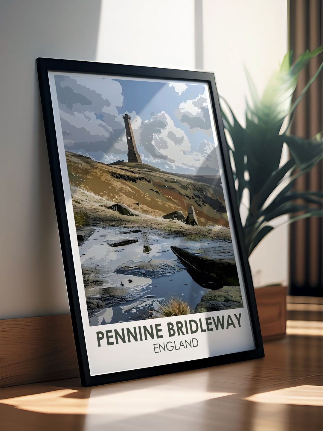 Transform your walls with Stoodley Pike modern art. This Hiking Trail Poster highlights the breathtaking views of the Pennine Bridleway making it a perfect choice for anyone who loves the great outdoors. Stoodley Pike stunning prints are a beautiful addition to your collection