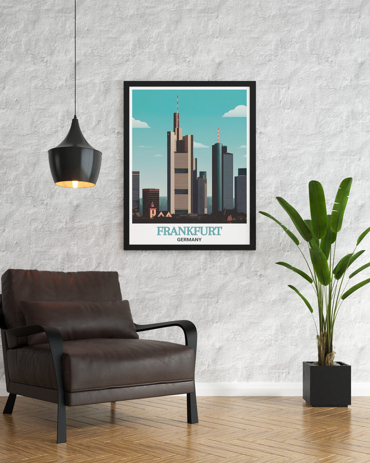 Germany Travel Art featuring the iconic Main Tower in Frankfurt perfect for adding a touch of elegance and cultural charm to any room