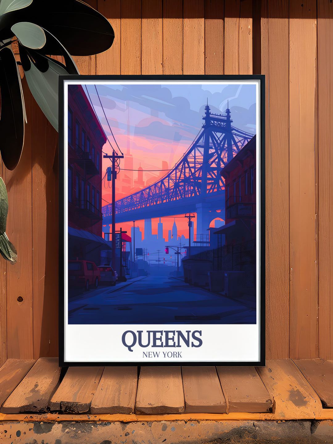 Queens poster featuring Queensboro Bridge East River scene capturing the dynamic energy of New York City perfect for personalized gifts anniversary gifts birthday gifts and Christmas gifts