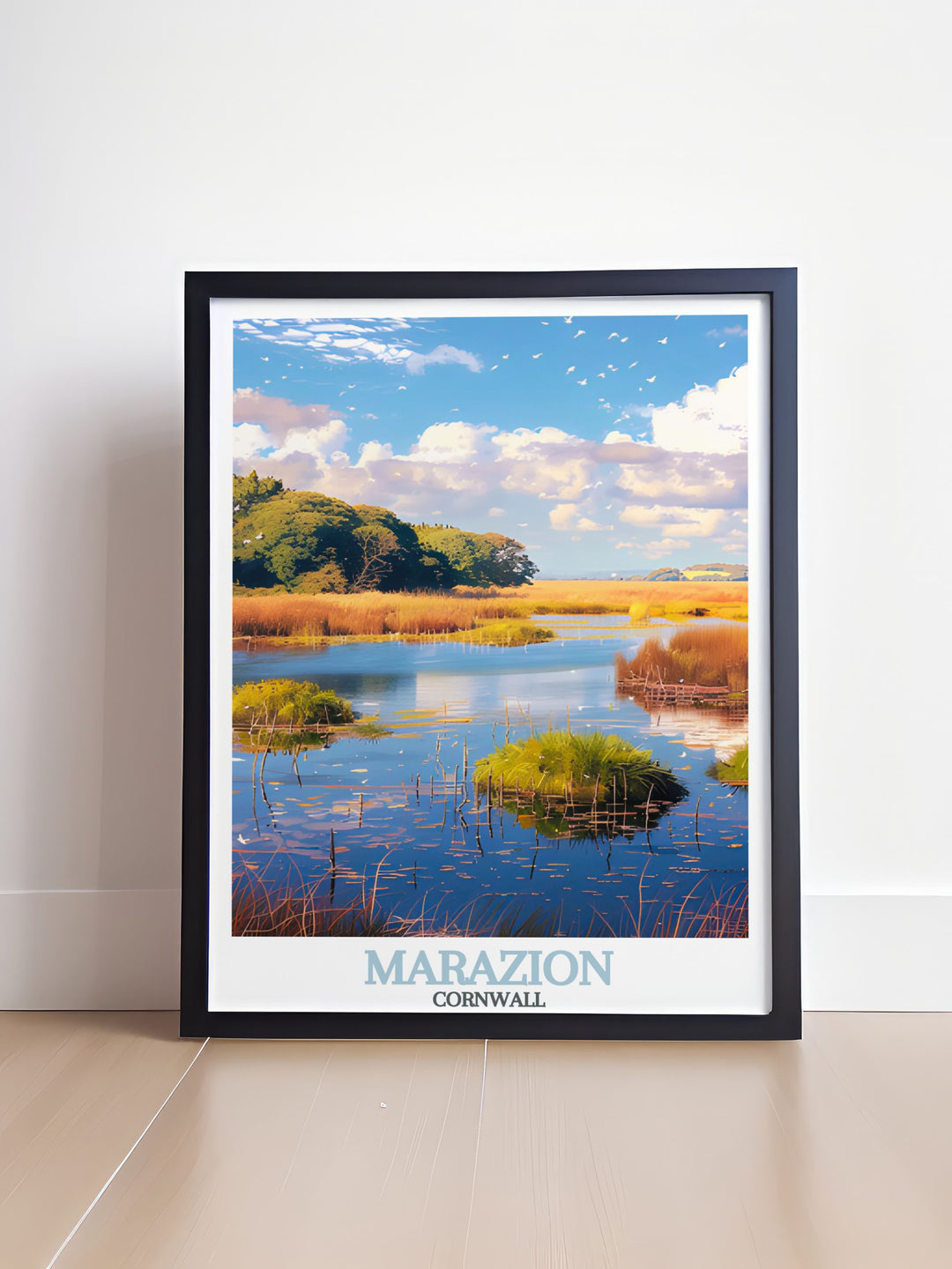 Transform your living space with Marazion Marsh modern prints showcasing the picturesque beauty of Cornwall ideal for enhancing your home decor with a touch of sophistication and elegance these prints capture the essence of coastal living