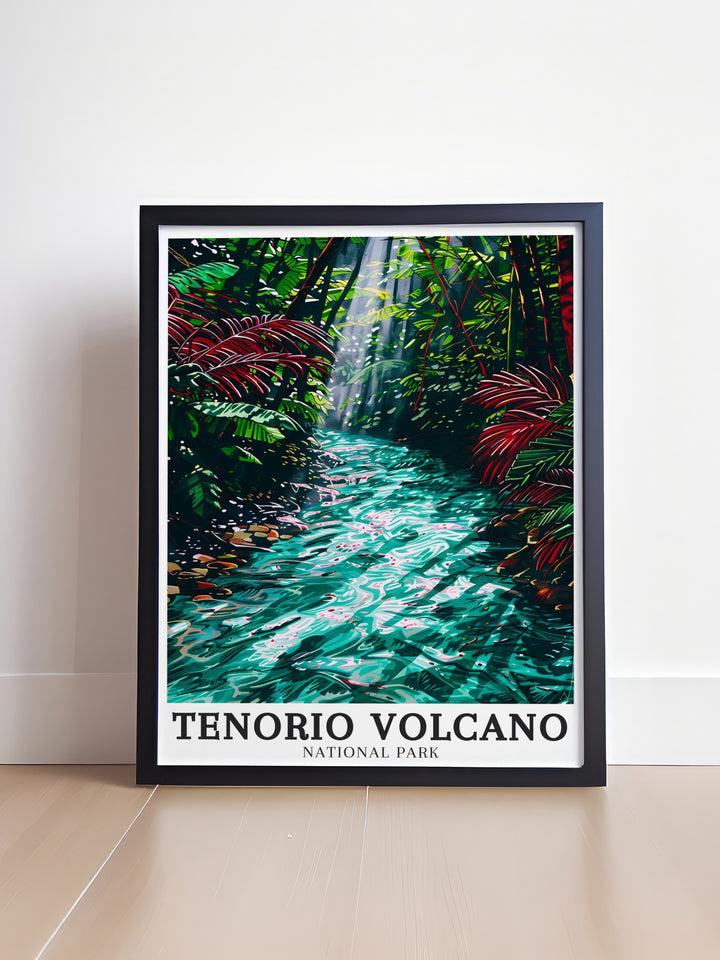 Elegant Tenorio Volcano National Park Artwork featuring detailed representation of Costa Ricas volcanic landscape perfect for adding sophistication to home decor and thoughtful gifts.