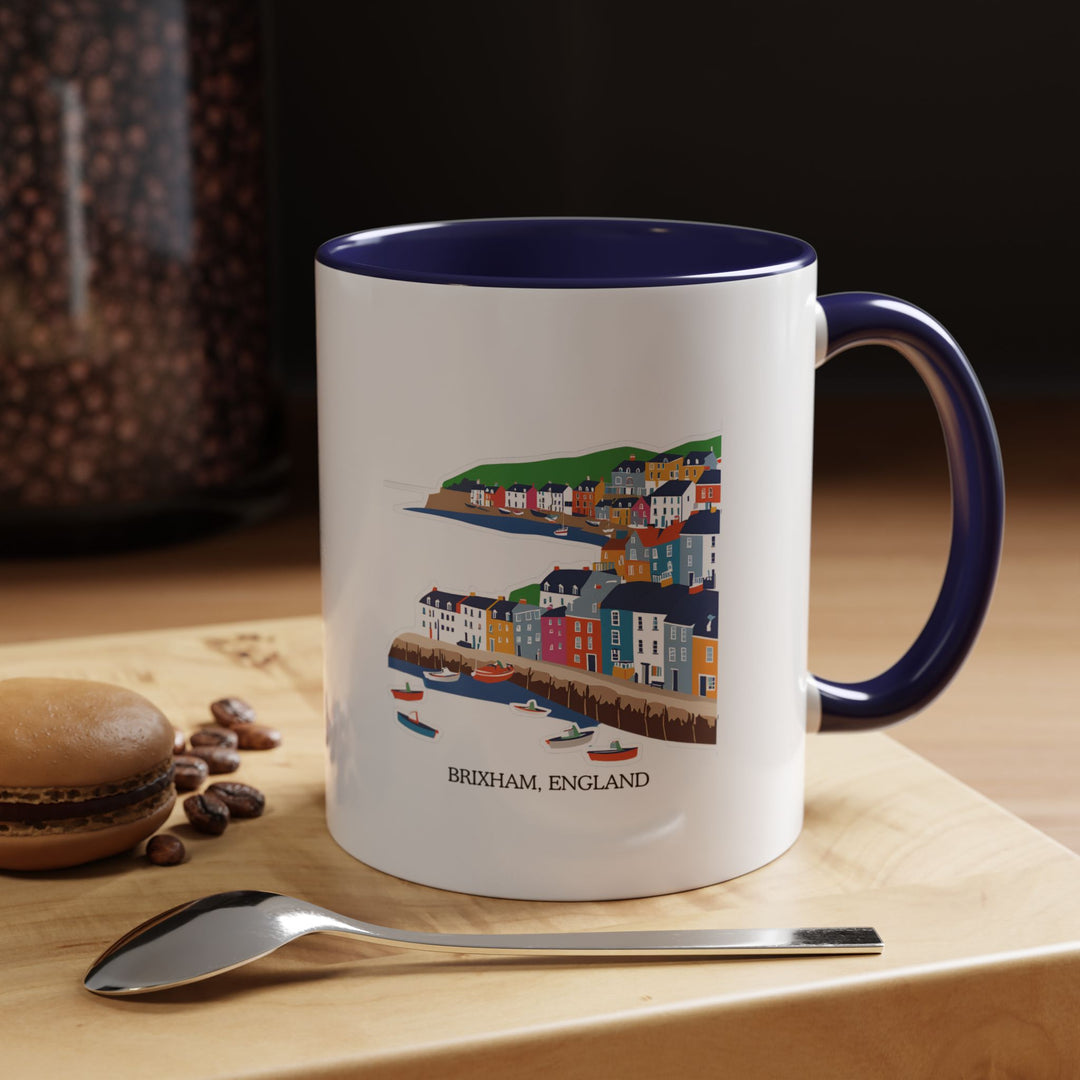 A beautifully designed Brixham England mug showcasing the charm of the town’s coastal views. Perfect for coffee and tea lovers, it features vibrant artwork inspired by Brixham’s harbors and landscapes. Dishwasher safe and microwave safe, it’s a meaningful gift or keepsake.