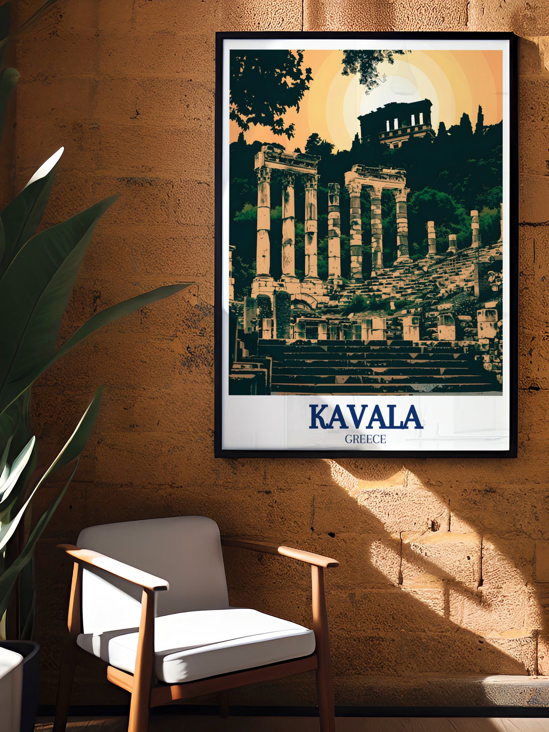 Kavala Old Town Vintage Poster reflecting the enduring charm of Kavalas Old Town, where the past and present converge in a harmonious blend of history and modernity. This vintage poster is perfect for anyone looking to add a touch of historical Greece to their interior design.