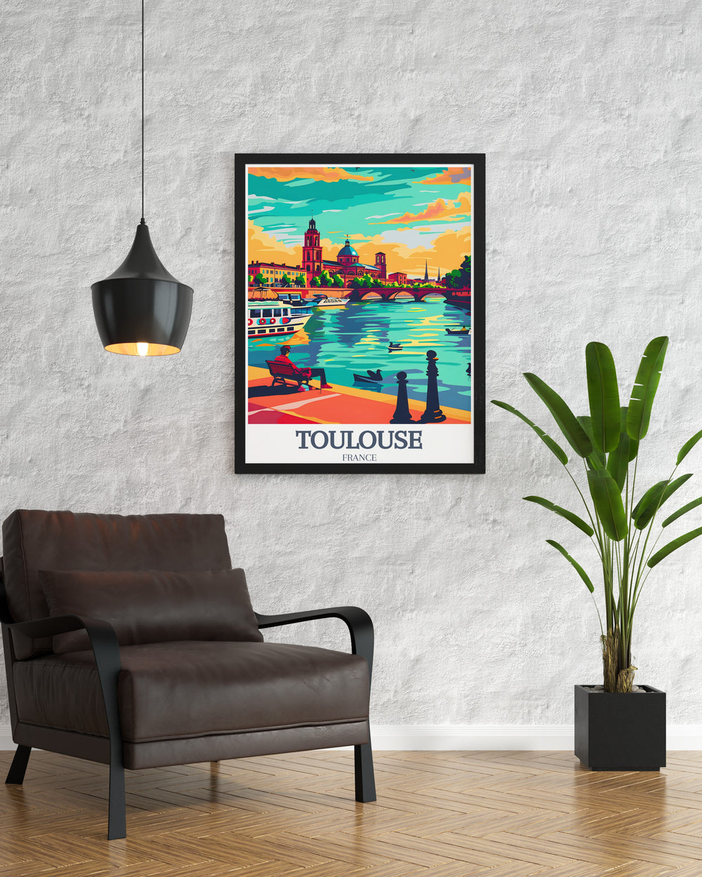 Our Toulouse poster print showcases two of the citys most iconic landmarks, the Place du Capitole and the Pont Neuf, in vivid detail. Perfect for lovers of French architecture and travel, this artwork brings the essence of Toulouse into any space.