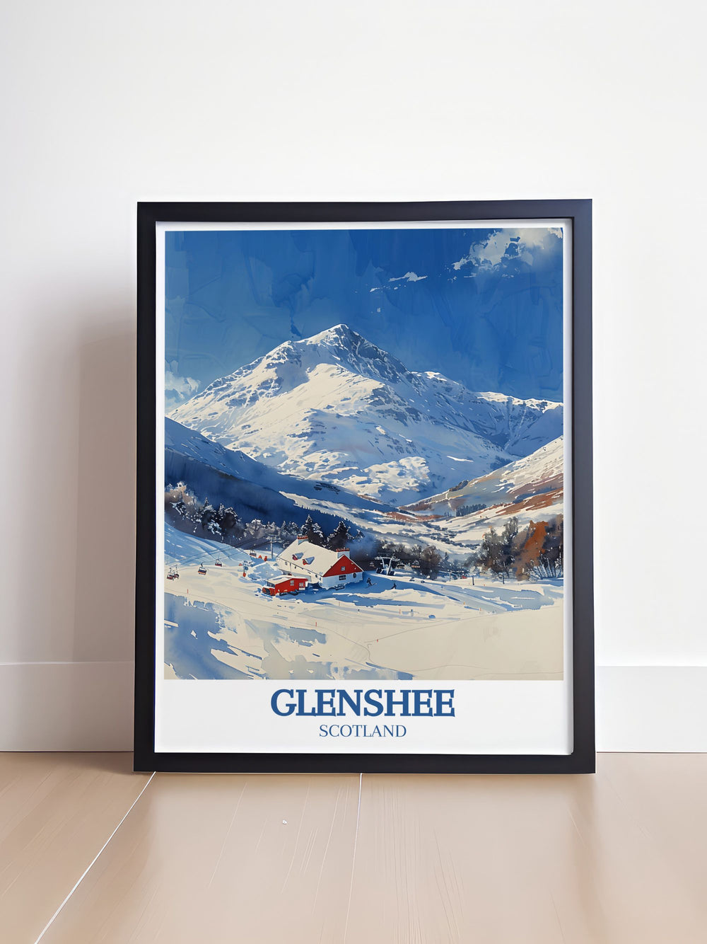 Celebrating the grandeur of the Grampian Mountains, this travel poster features the ranges iconic peaks and rugged terrain. Ideal for outdoor enthusiasts, this artwork captures the natural splendor of Scotlands highlands.