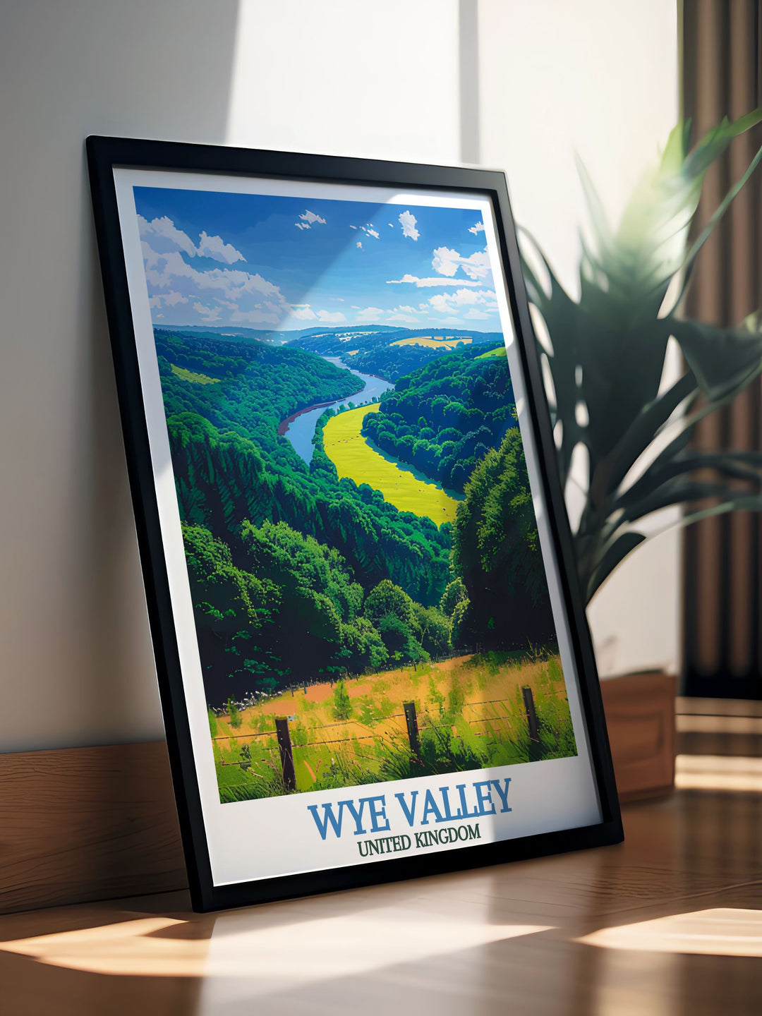 Symonds Yat Rock modern art piece capturing the serene beauty of the Wye Valley. A sophisticated choice for elegant home decor and nature wall art enthusiasts.