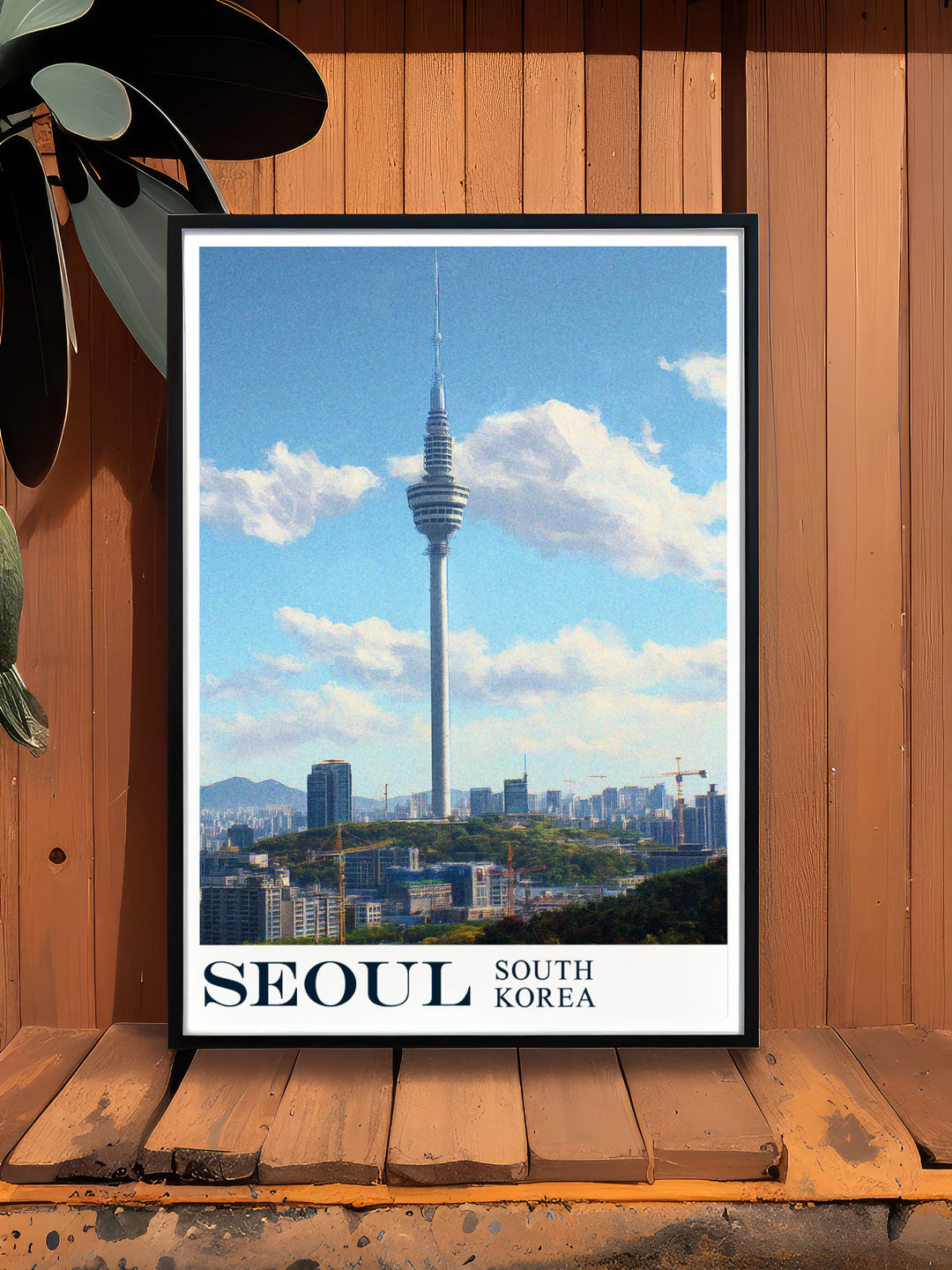 Seoul Tower and the lively streets of Seoul are beautifully illustrated in this poster, celebrating the iconic landmarks and dynamic city life of South Korea, ideal for urban enthusiasts and travelers.