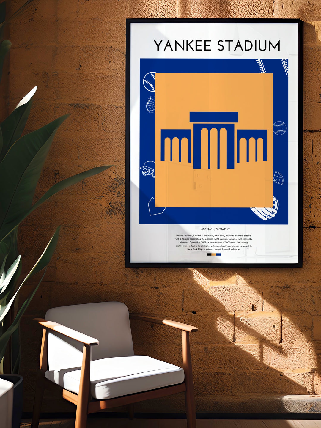 Yankee Stadium Modern Decor print featuring crisp imagery of the famous stadium ideal for adding a sporty yet elegant element to any room