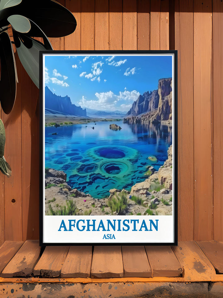 Enhance your space with an Afghanistan Decor piece featuring The Band e Amir National Park a blend of natures beauty and artistic finesse adding depth and charm to any room ideal for Fathers Day gifts
