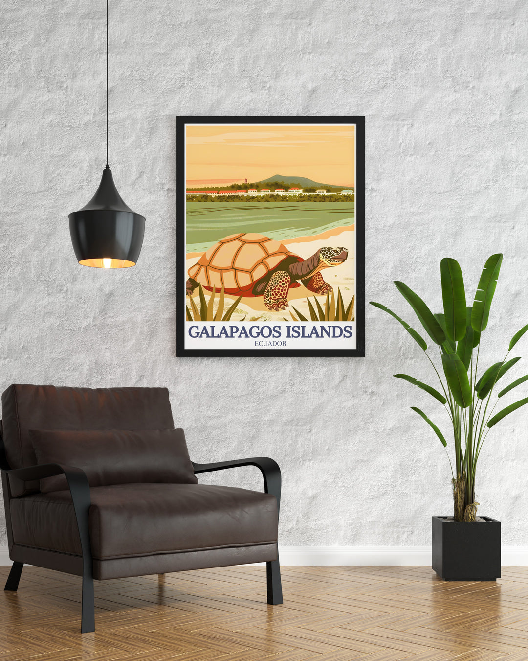 Santa Cruz Island and Floreana Island from the Galapagos Islands beautifully showcased in this travel print. A must have for any lover of Ecuador and its unique wildlife, perfect for adding a natural touch to your wall decor.