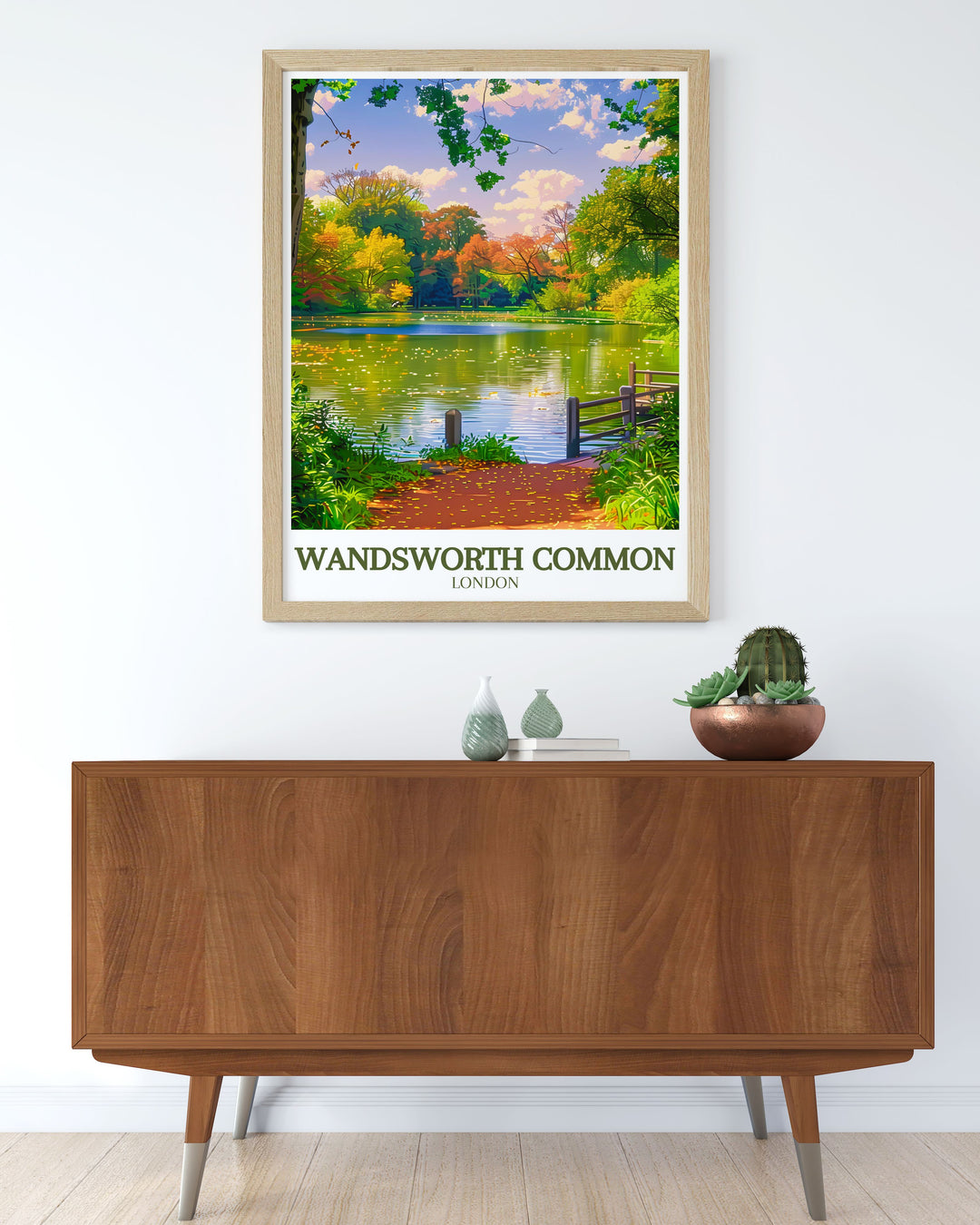 Decorate your space with a stunning Wandsworth Common poster. Featuring key landmarks like the Wandsworth Windmill and the tranquil Wandsworth Pond, this London travel poster brings the essence of South London into your home.