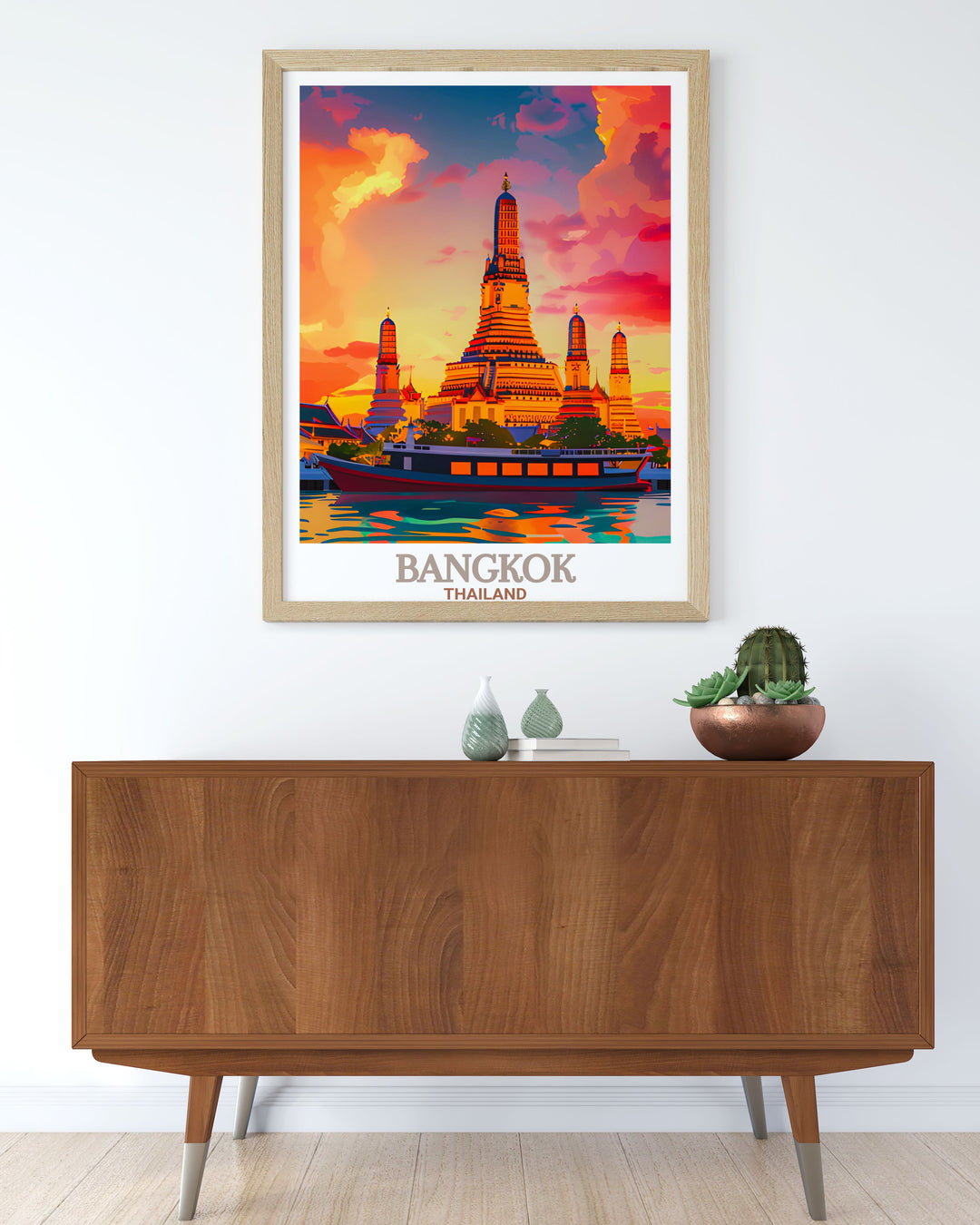 Wat Arun Wall Art offering a detailed and colorful depiction of one of Bangkoks most famous temples ideal for creating a focal point in any room with its elegant design