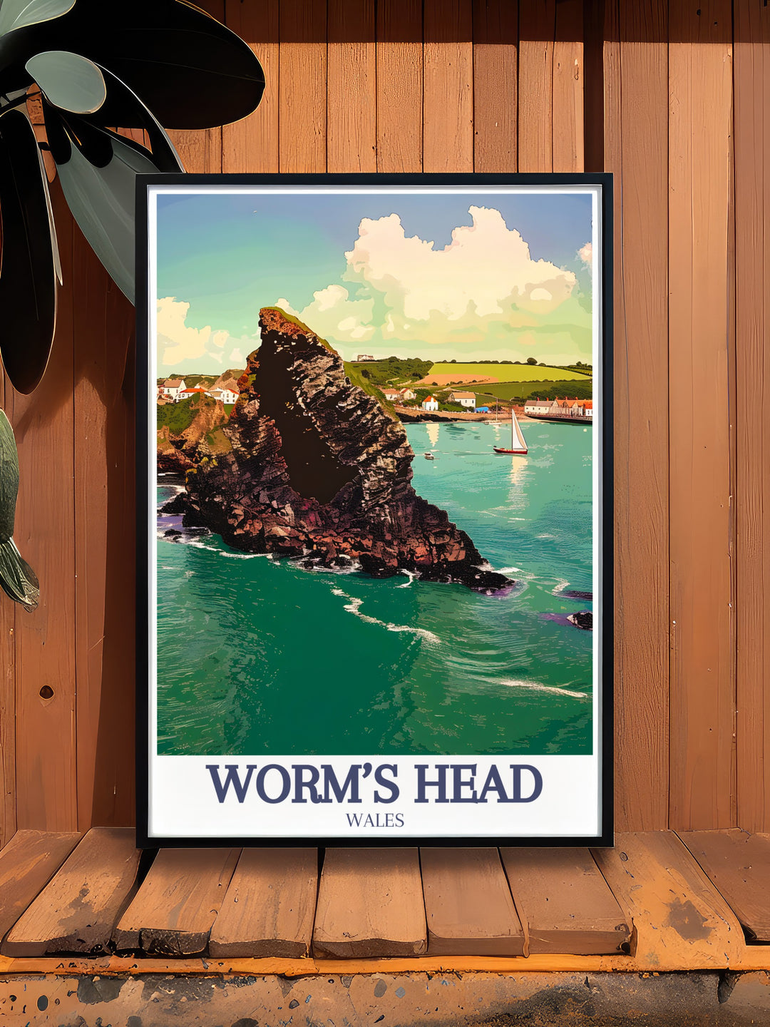 Worms Head Poster Print captures the dramatic beauty of the tidal island set against Rhossili Bay and the rugged Welsh coastline. This UK travel print is perfect for those who love nature and coastal scenery, making it a stunning addition to your home décor or a thoughtful gift.