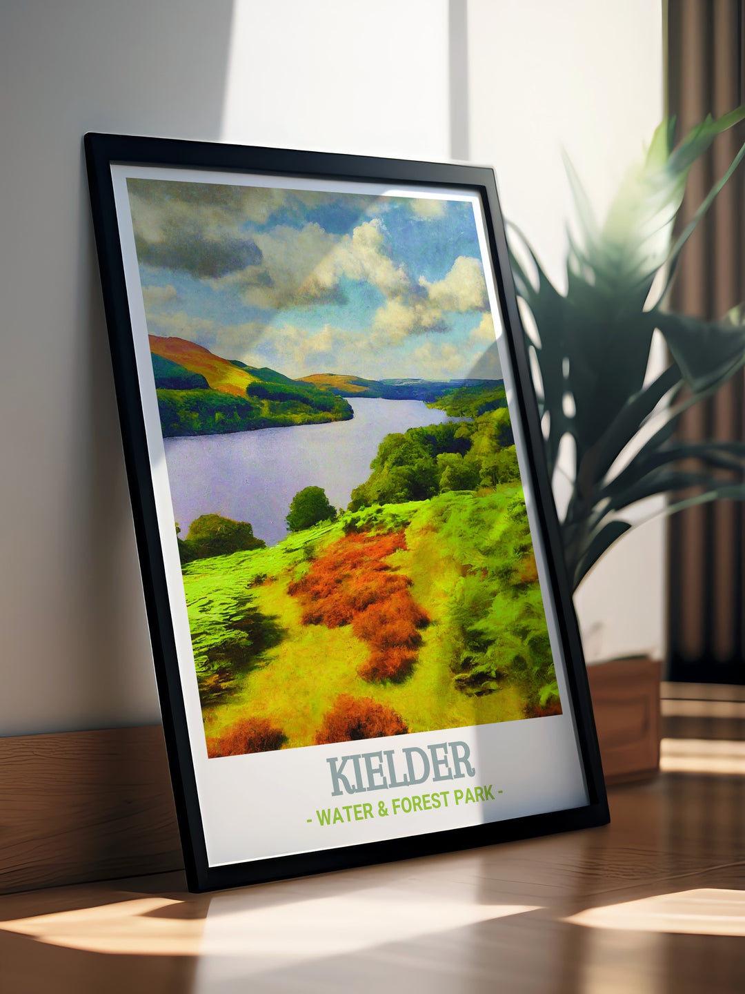 Kielder Water art print showcasing the stunning natural beauty of Kielder Water & Forest Park. This vibrant illustration captures the essence of Kielder Water, perfect for adding a touch of natures elegance to your home decor. Experience the tranquility of this iconic landmark.