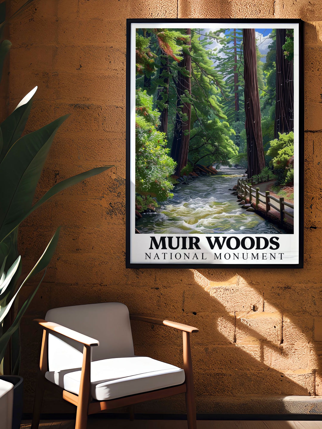 Muir Creek modern prints designed to bring a touch of nature into your home decor featuring the majestic beauty of Muir Woods National Monument and its serene landscapes