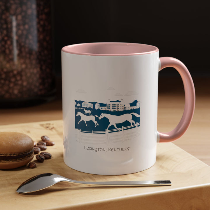 A durable Lexington Kentucky Mug with intricate artwork that highlights the scenic beauty of Lexington. This dishwasher-safe ceramic mug is a practical and artistic addition to your kitchen or a thoughtful gift for anyone who loves Kentucky.