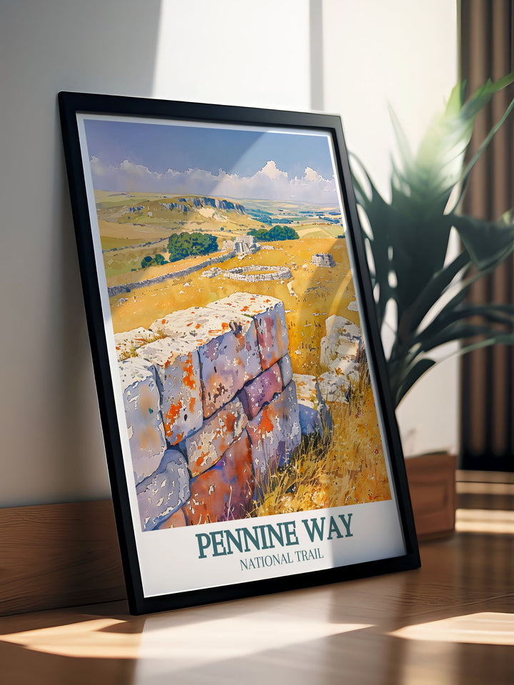 UK Travel Poster highlighting the iconic trails and picturesque views of the Pennines a must have for adventurers and outdoor enthusiasts who love exploring national parks