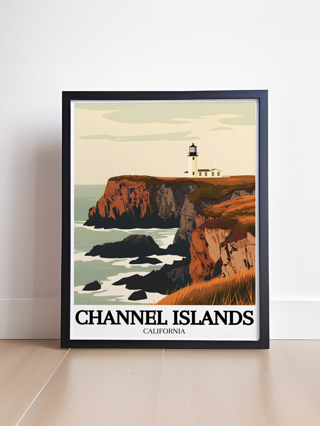 Stunning framed print of Anacapa Island, Anacapa lighthouse offering a perfect blend of vintage charm and modern aesthetics great for National Park art and travel lovers.