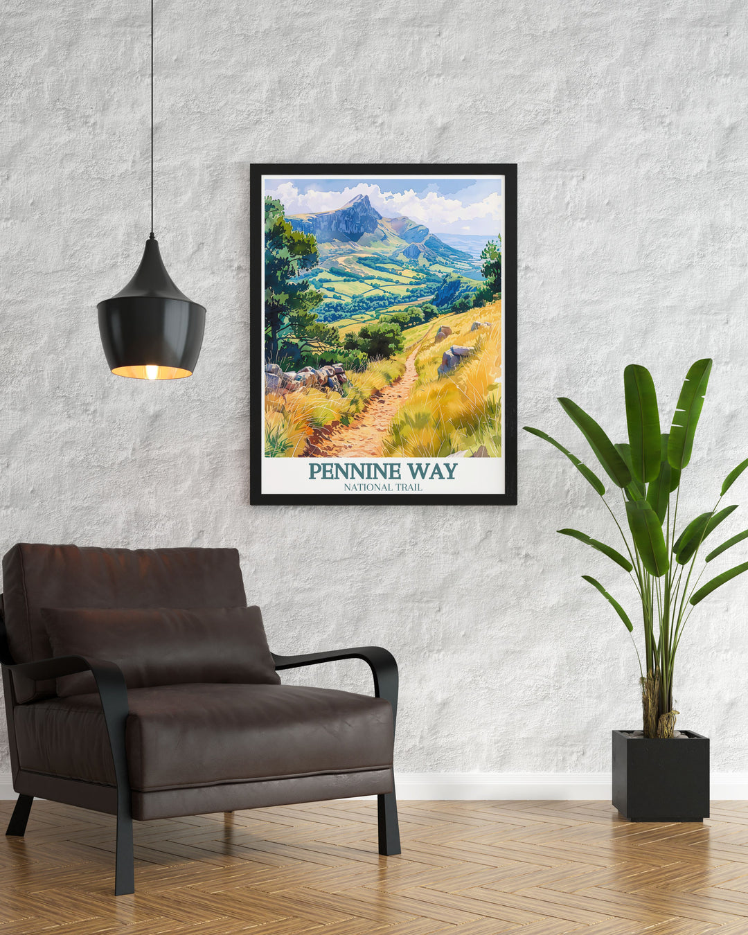 UK Travel Poster highlighting the breathtaking scenery of the Pennines a must have for adventurers and those who appreciate the beauty of the UK National Parks and the Yorkshire Dales