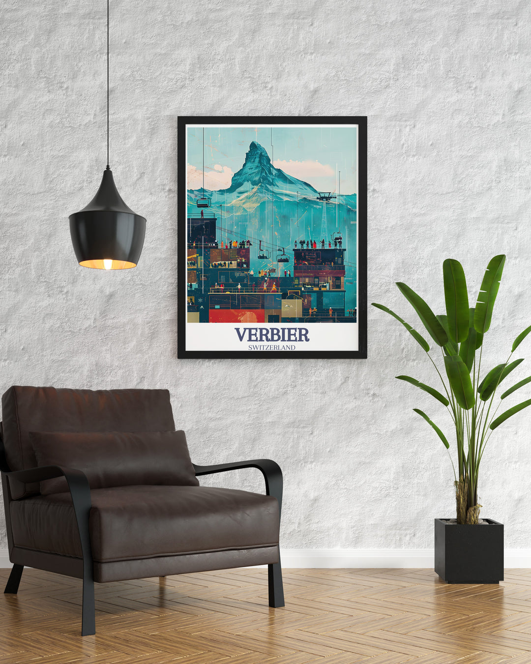 Celebrate the majestic scenery of Verbier and the Matterhorn with this travel print. Ideal for your home or office, this canvas art showcases the world renowned ski resort and the awe inspiring Swiss mountains, making it a great addition to any space.