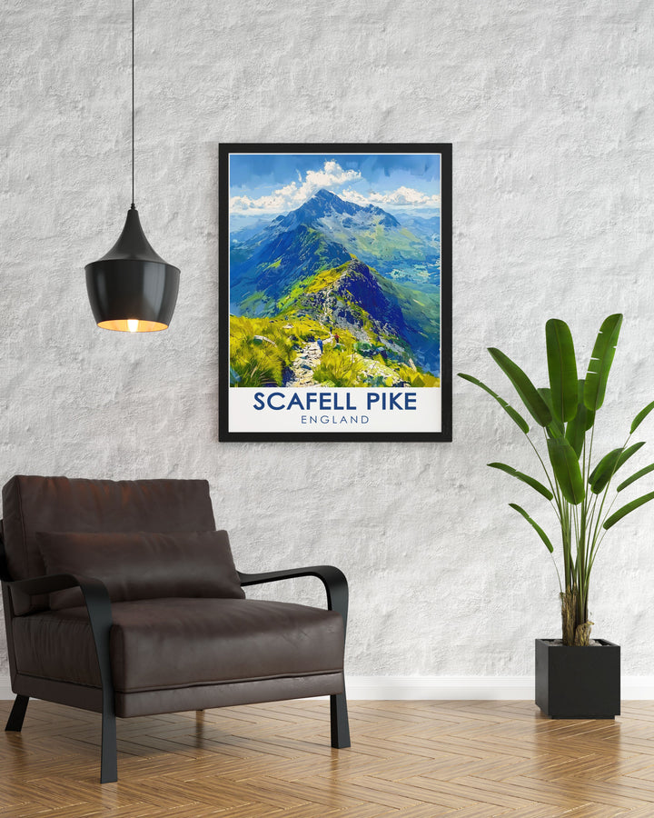 Scenic wall art of the Corridor Route to Scafell Pike, highlighting the dramatic landscapes and panoramic vistas of the Lake District, a must have for outdoor adventurers.