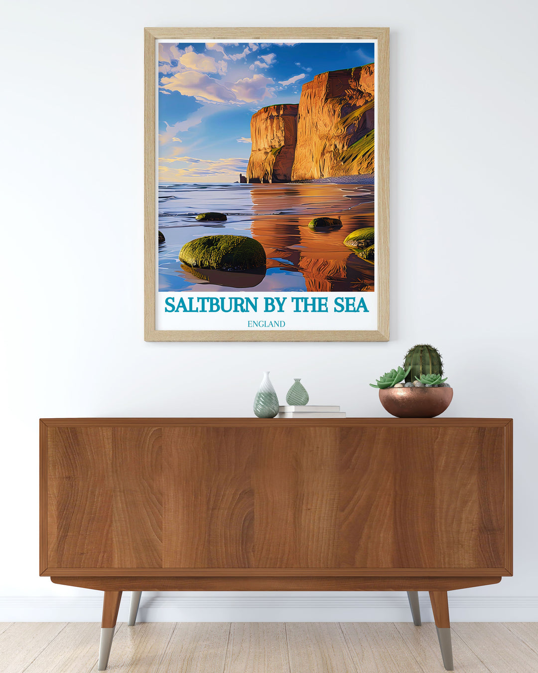 Saltburn Railway print with Huntcliff artwork offering a unique combination of modern and traditional Yorkshire art capturing the historic charm of Saltburn by the Sea and its iconic landmarks perfect for travel lovers and home décor enthusiasts