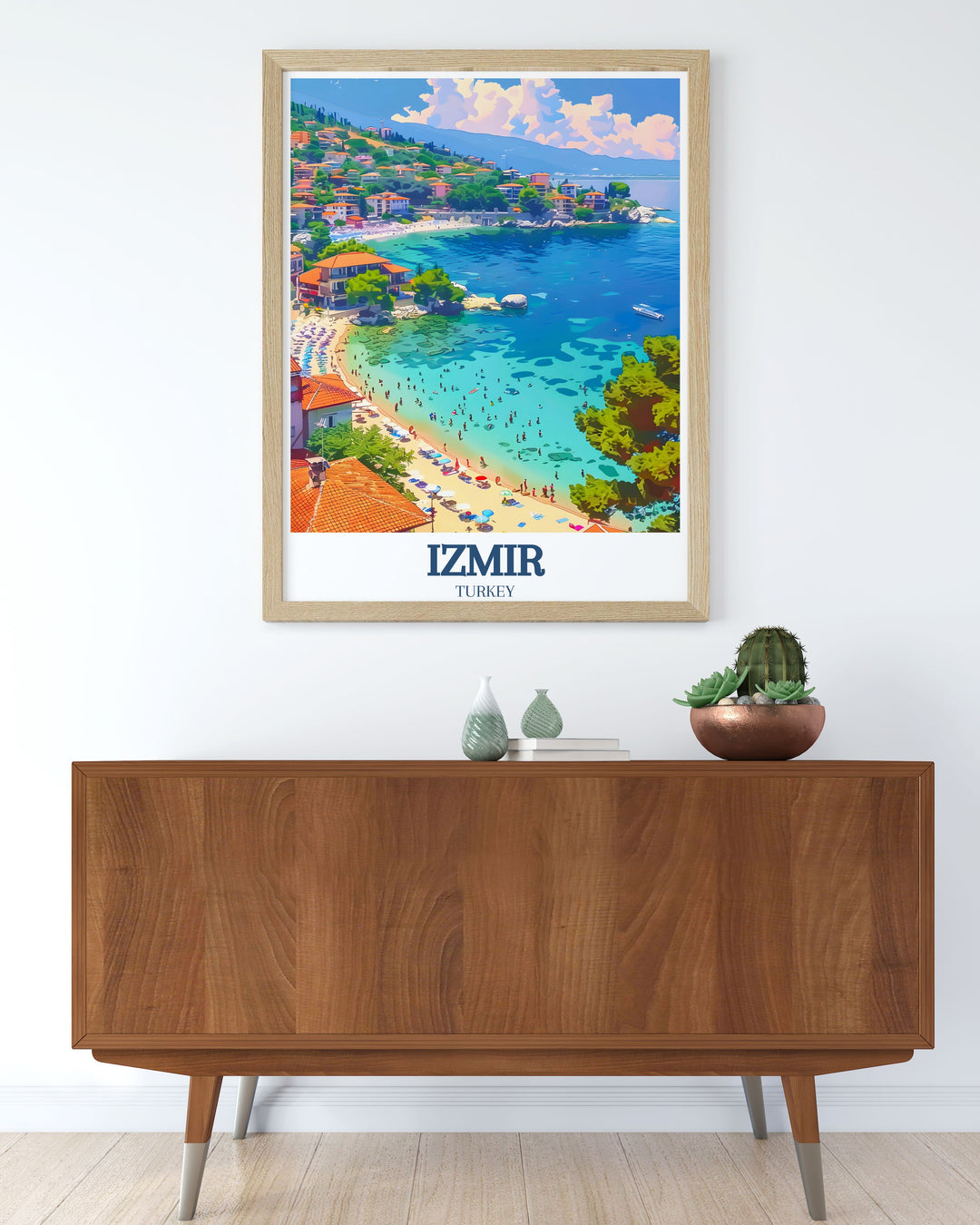 Bring the enchanting landscapes of Turkey into your home with this Izmir travel poster. Featuring the iconic Akkum Beach and the Atlantis Peninsula, this artwork captures the essence of Turkish beauty. Perfect for art lovers and travel enthusiasts alike.