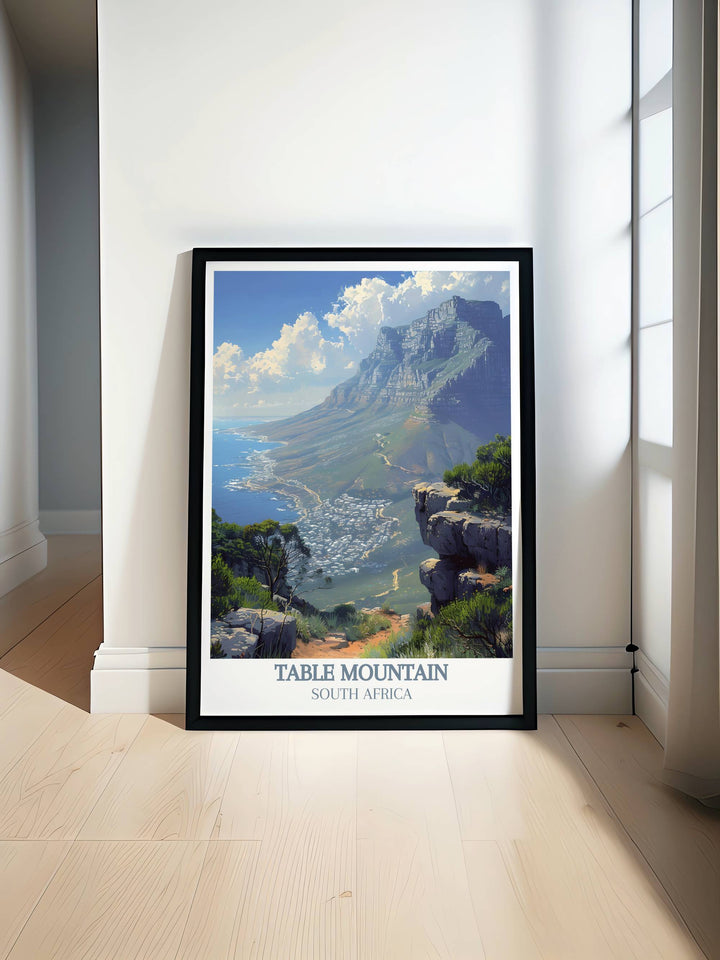 This Table Mountain Print showcases the beauty of Platteklip Gorge with vibrant colors and intricate details making it a perfect addition to any home decor or art collection