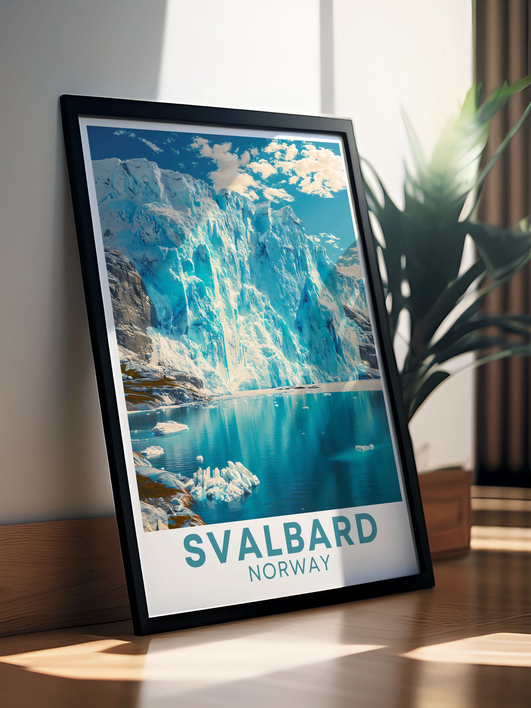 Beautiful Svalbard photography featuring the Nordenskiold Glacier against the Arctic landscape. This Svalbard cityscape poster is ideal for home decor and makes a thoughtful personalized gift for any occasion.
