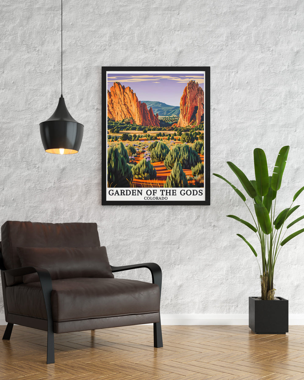 Stunning Gardens Gods Print and North Gateway Rock Colorado Springs Park Modern Art showcasing the majestic landscapes of Colorado ideal for adding a touch of adventure and inspiration to your living room or home office decor.