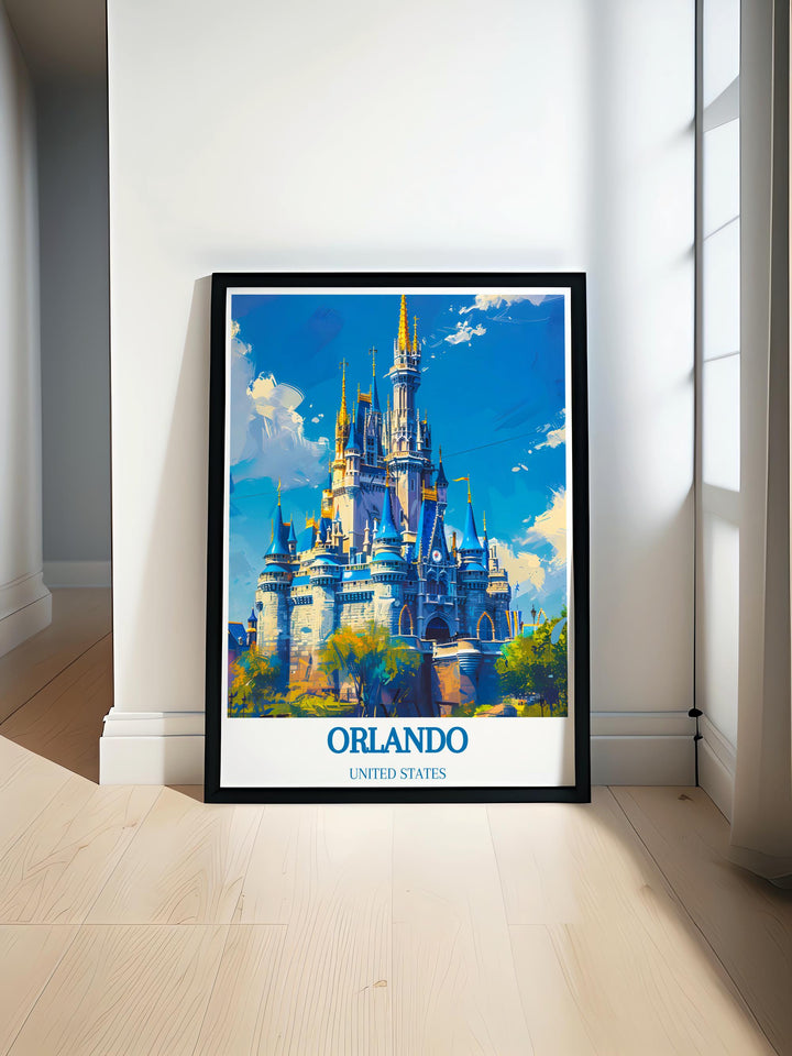 San Diego print showcasing the vibrant energy of Californias coastal city with a stunning Cinderella Castle art print perfect for adding a touch of magic to your home decor ideal for anyone looking to enhance their living space with timeless and enchanting artwork