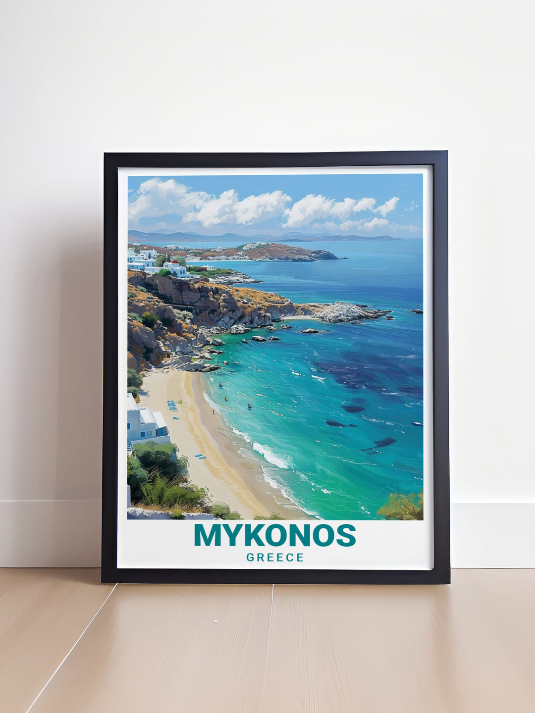 Add a touch of Greece to your walls with Elia Beach stunning living room decor from our Mykonos art collection perfect for creating a relaxing environment