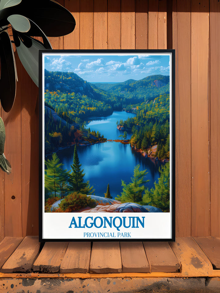 Canvas art of Algonquin Provincial Park showcases the parks vast forests and tranquil lakes, designed to bring a piece of Canadas natural beauty into your living space.