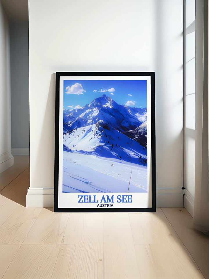 Schmittenhohe Mountain modern print featuring stunning alpine views ideal for enhancing your home decor with elegance and a touch of natural beauty