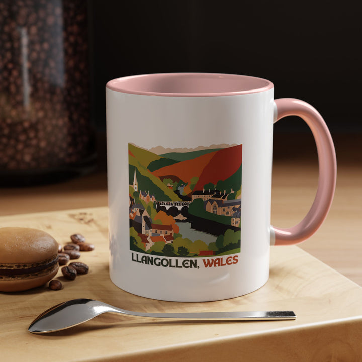 A unique Llangollen Wales mug inspired by the lush greenery and iconic views of the area. This ceramic mug is both practical and artistic, perfect for daily use or as a special gift for travelers and tea enthusiasts who love Welsh culture and landscapes.