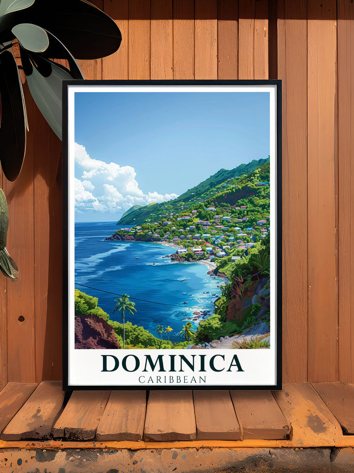 Scotts Head Poster featuring the stunning beauty of Dominicas famous destination a vibrant piece of Caribbean art perfect for adding color and serenity to any room in your home ideal as a travel gift for friends and family