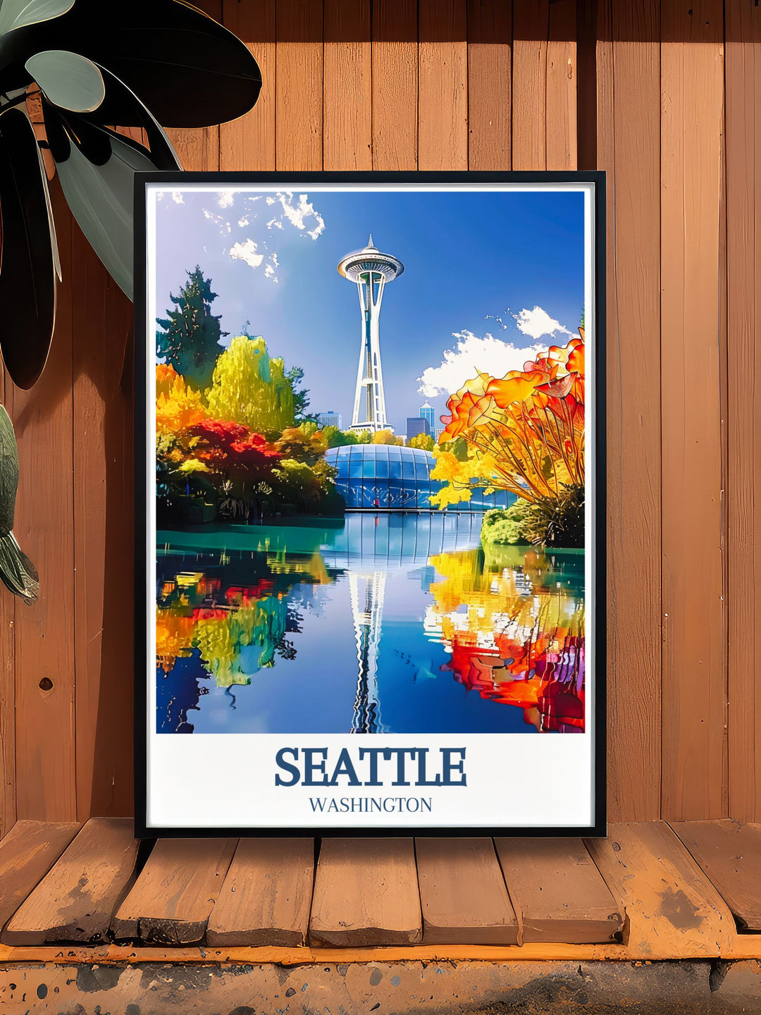 This Seattle Poster captures the magic of the citys skyline, with the Space Needle standing tall beside the glass creations of Chihuly Garden. A perfect gift for travelers and art lovers, this print is sure to inspire.