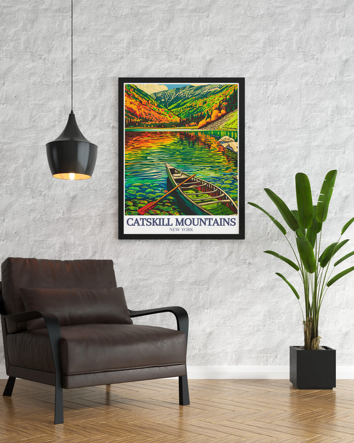 Lake Minnewaska and Minnewaska State Park Glen modern art prints offer a beautiful way to bring the outdoors inside. These travel posters showcase the iconic landscapes of New York, adding elegance and charm to your home decor.