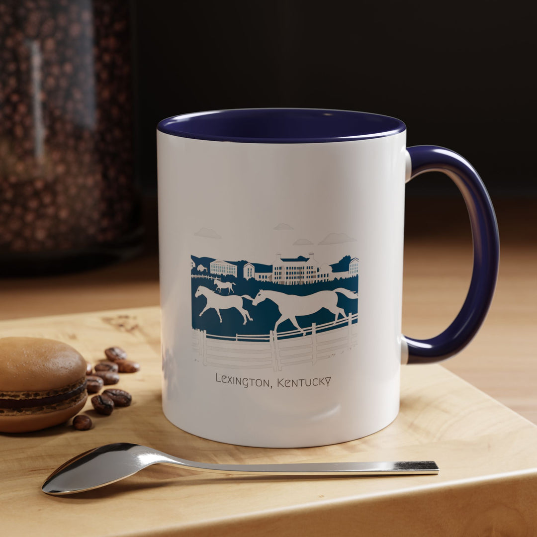 A stunning Lexington Kentucky Mug with intricate designs that celebrate the beauty and cultural richness of Lexington. This dishwasher-safe ceramic mug is ideal for daily use or as a thoughtful keepsake for travel and art enthusiasts.