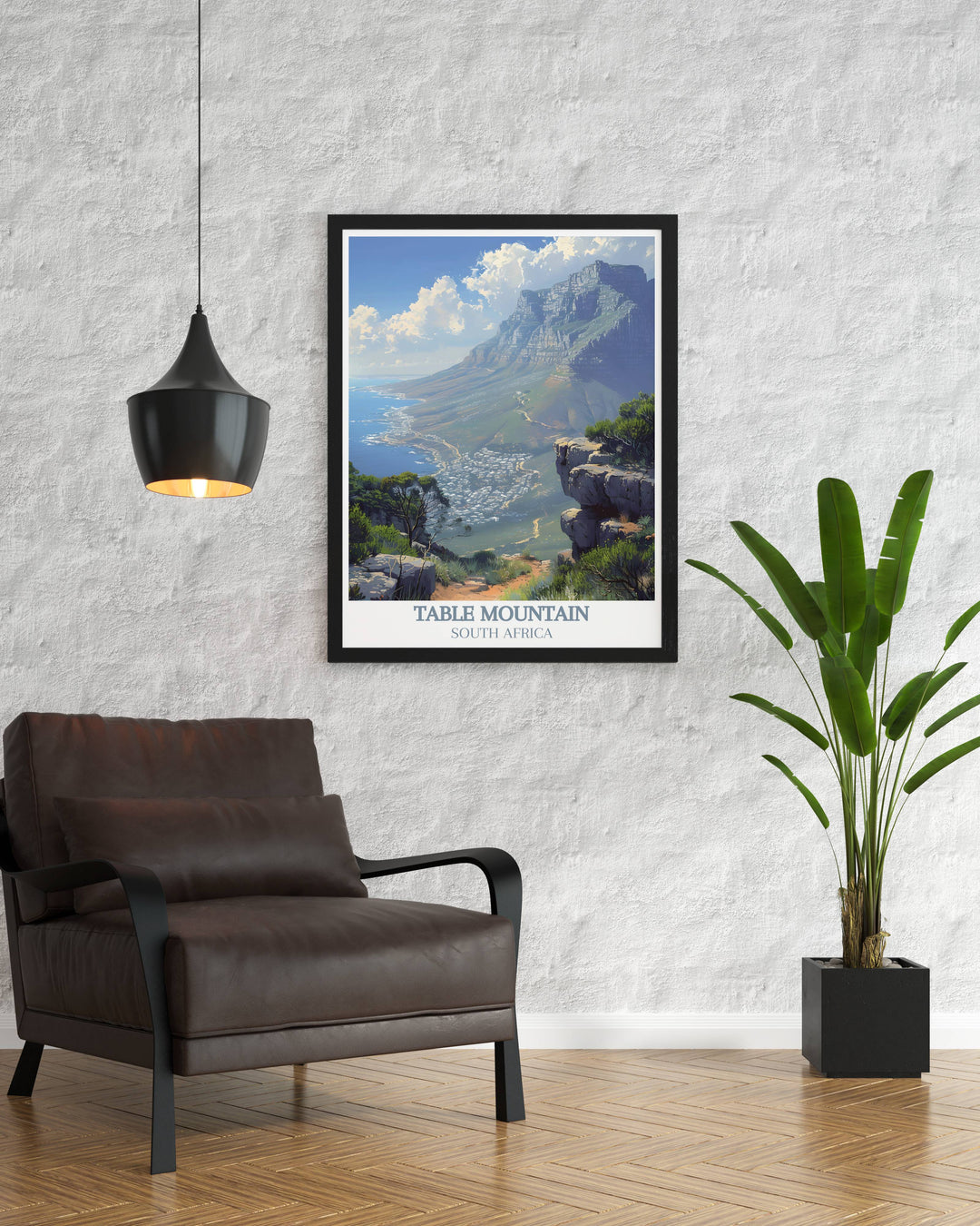 This Framed Print of Table Mountain and Platteklip Gorge is ready to hang and perfect for adding a sophisticated touch to your living room bedroom or office