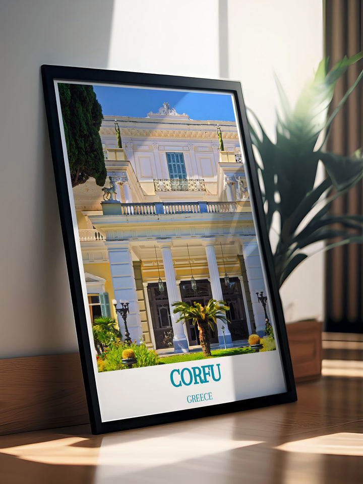 Corfu wall art with Achilleion Palace brings a touch of Greek elegance to any space