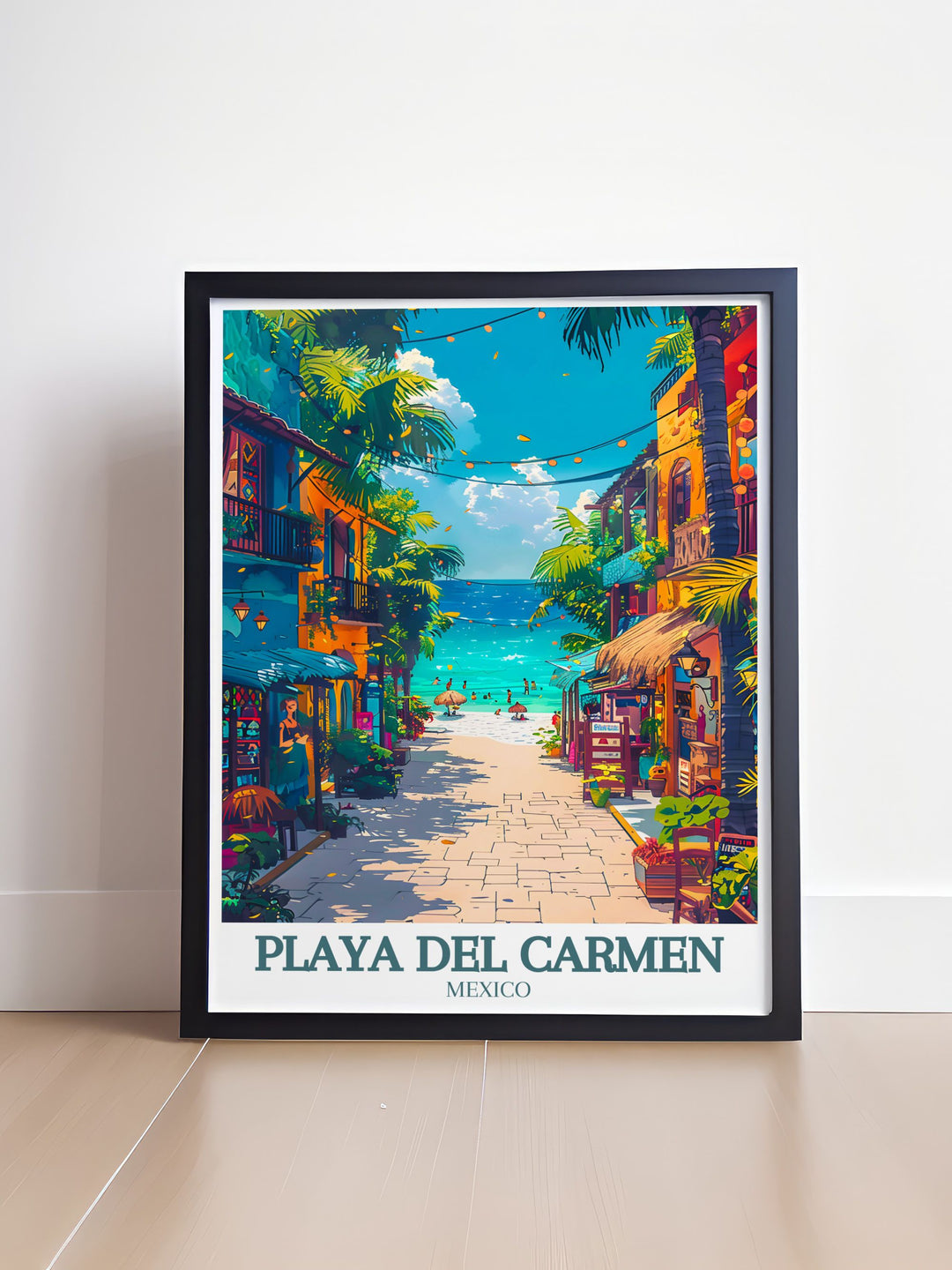 Breathtaking Playa Carmen print capturing the essence of La Quinta Avenida and the Caribbean Sea ideal for adding tropical beauty to your home decor and a thoughtful gift for travelers.