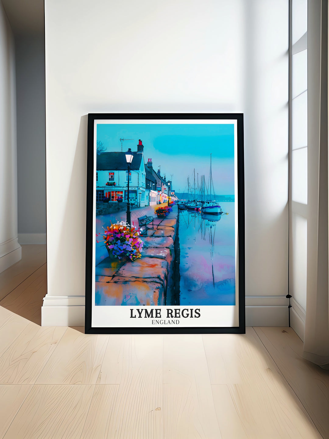 Celebrate the beauty of Lyme Regis with this vintage style travel poster featuring The Cobb and Lyme Regis Harbour. The artwork captures the timeless elegance of the English coastline, making it an ideal piece for lovers of UK travel and art enthusiasts.