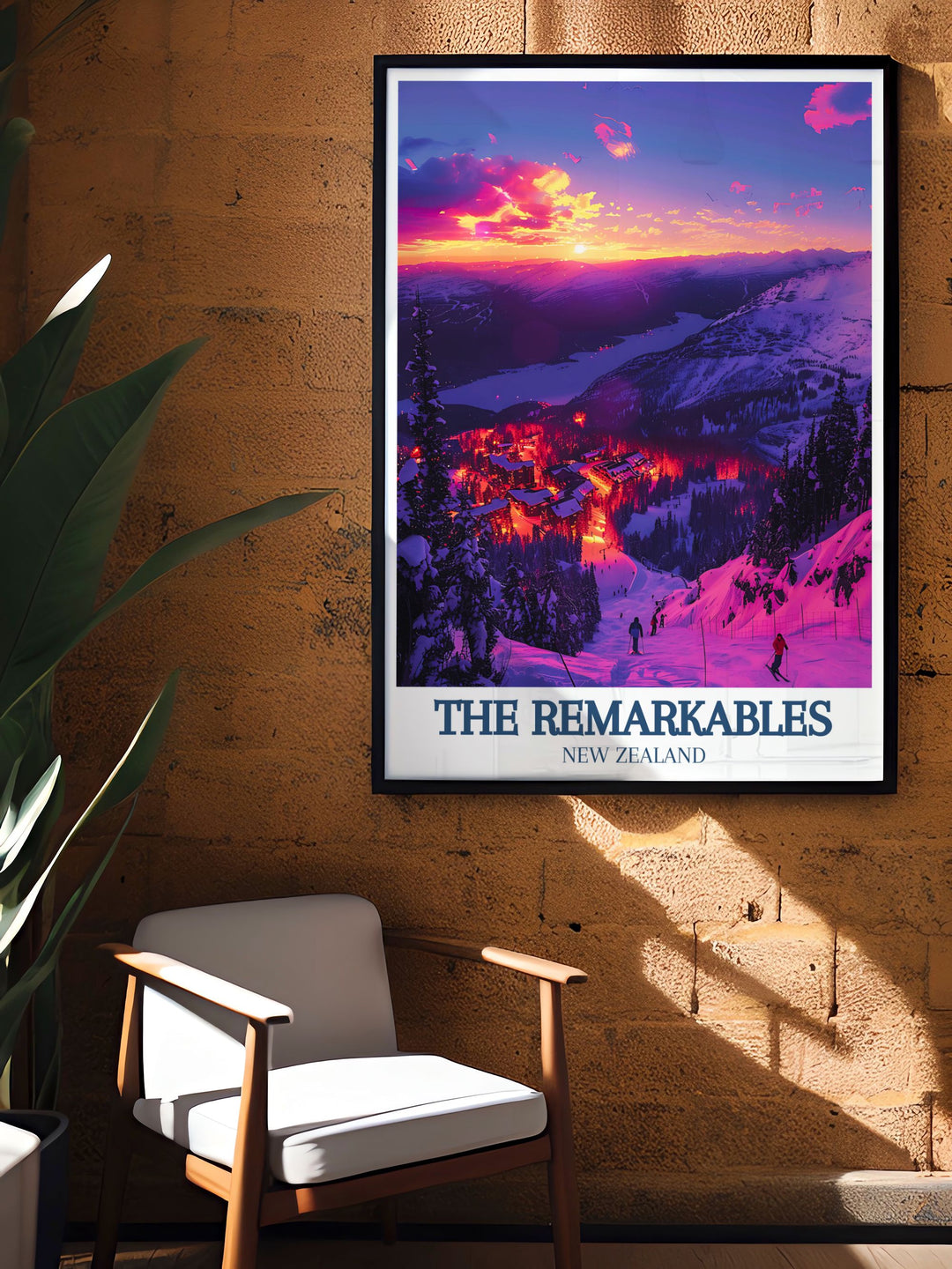 Queenstown NZ posters featuring Lake Wakatipu The Remarkables range are perfect for those who love skiing and snowboarding Stunning living room decor and modern prints available to enhance any space