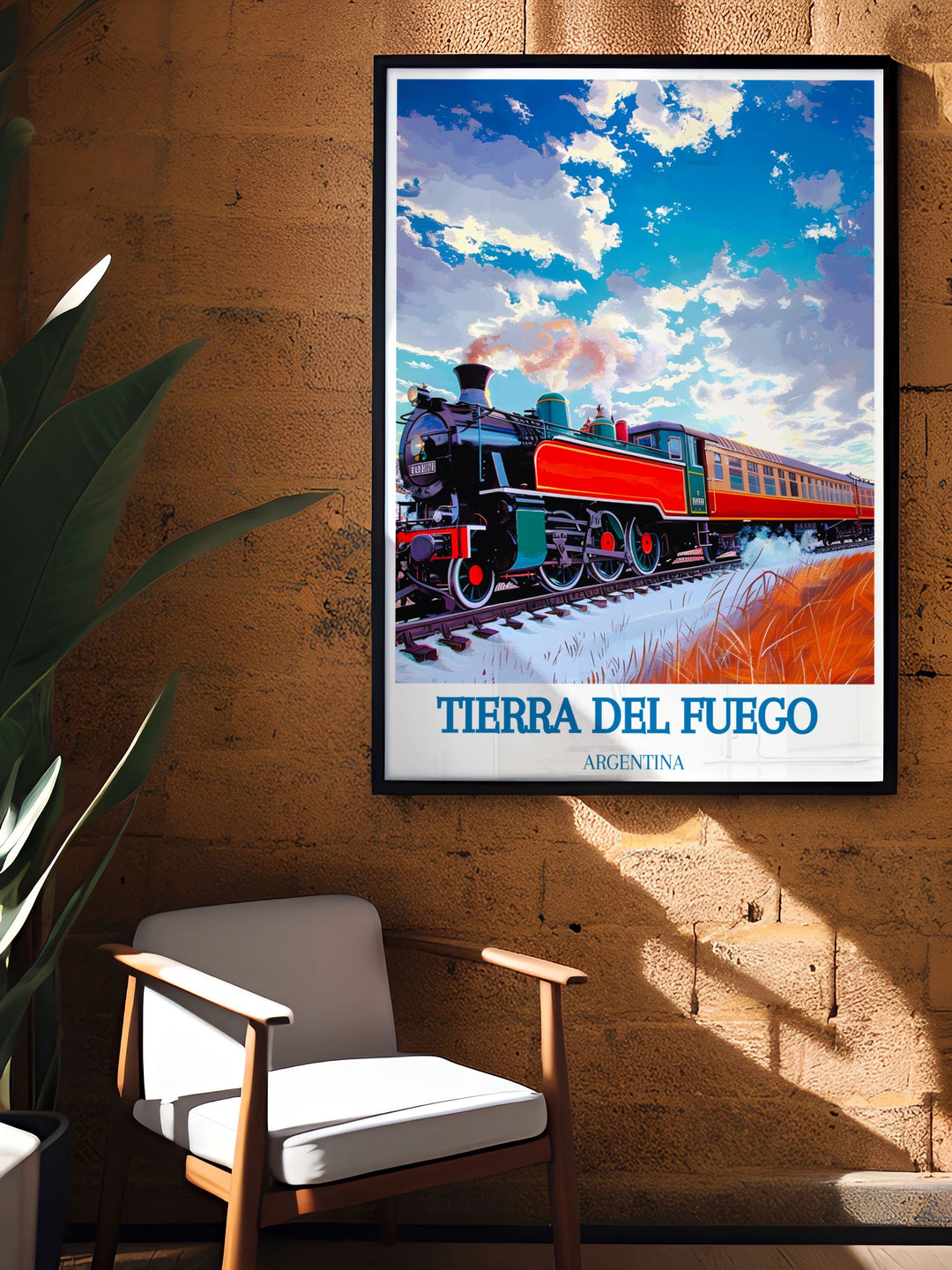 A scenic portrayal of Tierra del Fuego, highlighting the diverse landscapes from glaciers to forests, ideal for any nature lovers wall art collection.