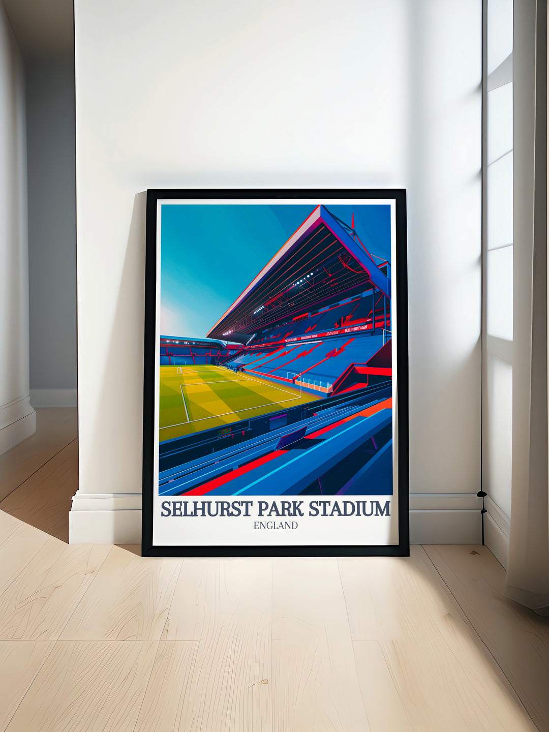 Selhurst Park Poster Print showcasing Holmesdale Road Stand and Main Stand in vivid detail perfect for football fans and stylish home decor