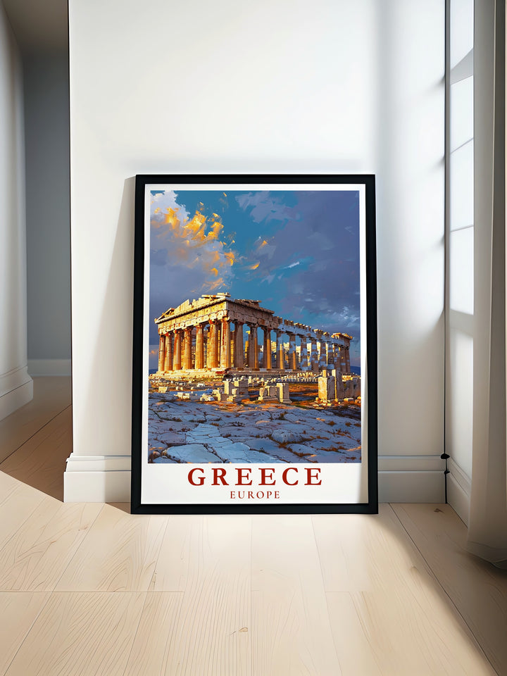 The Acropolis of Athens comes to life in this detailed wall art print, perfect for adding a sophisticated and historical touch to any room. Ideal for history buffs, art lovers, and travelers, this piece brings the spirit of Greece into your home.