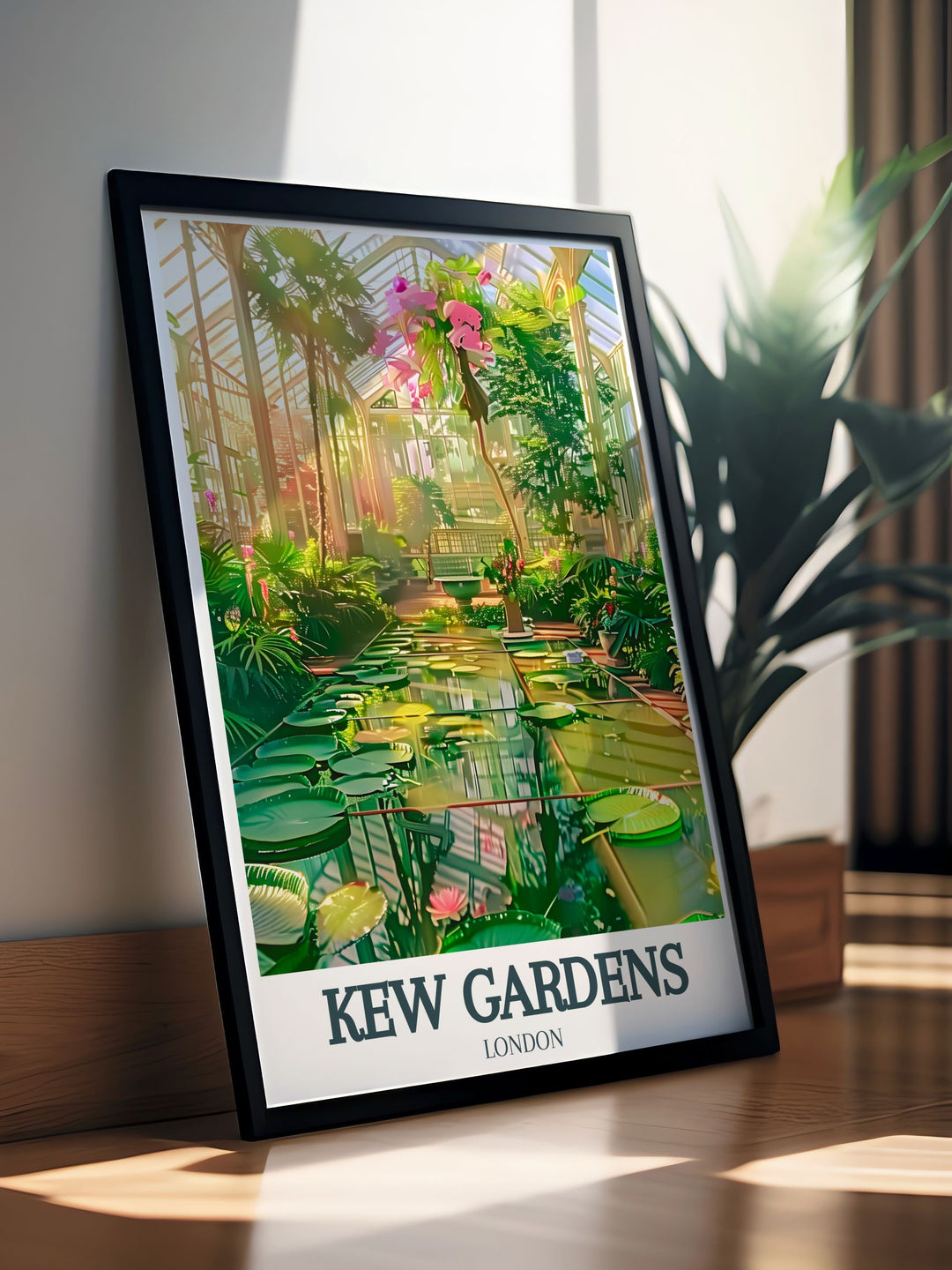 Kew Gardens Art Print presents a stunning depiction of one of Englands most famous botanical gardens, featuring the Palm House and Orchid Extravaganza. The detailed black and white design brings a piece of Englands rich horticultural history into your home. Perfect for gifting on birthdays or special occasions.