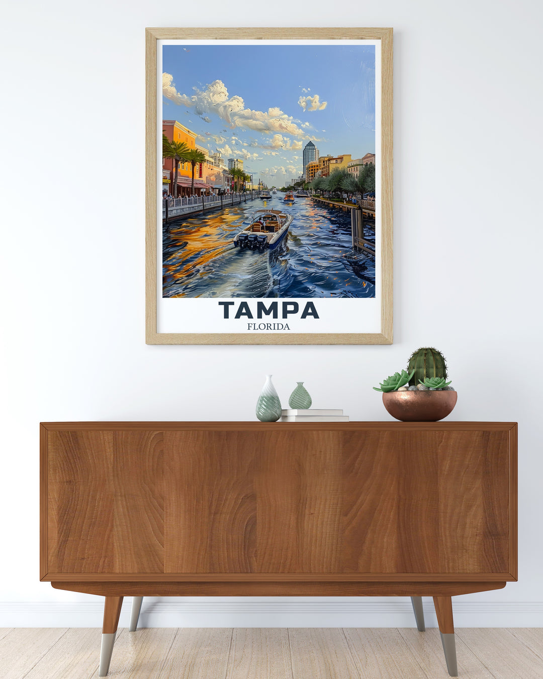 Tampa Travel Poster features the Riverwalk, offering a nostalgic take on this beloved Tampa landmark. The Florida canvas art brings the citys culture to life, making it perfect for decorating any room or gifting to someone who loves Tampas artistic spirit.